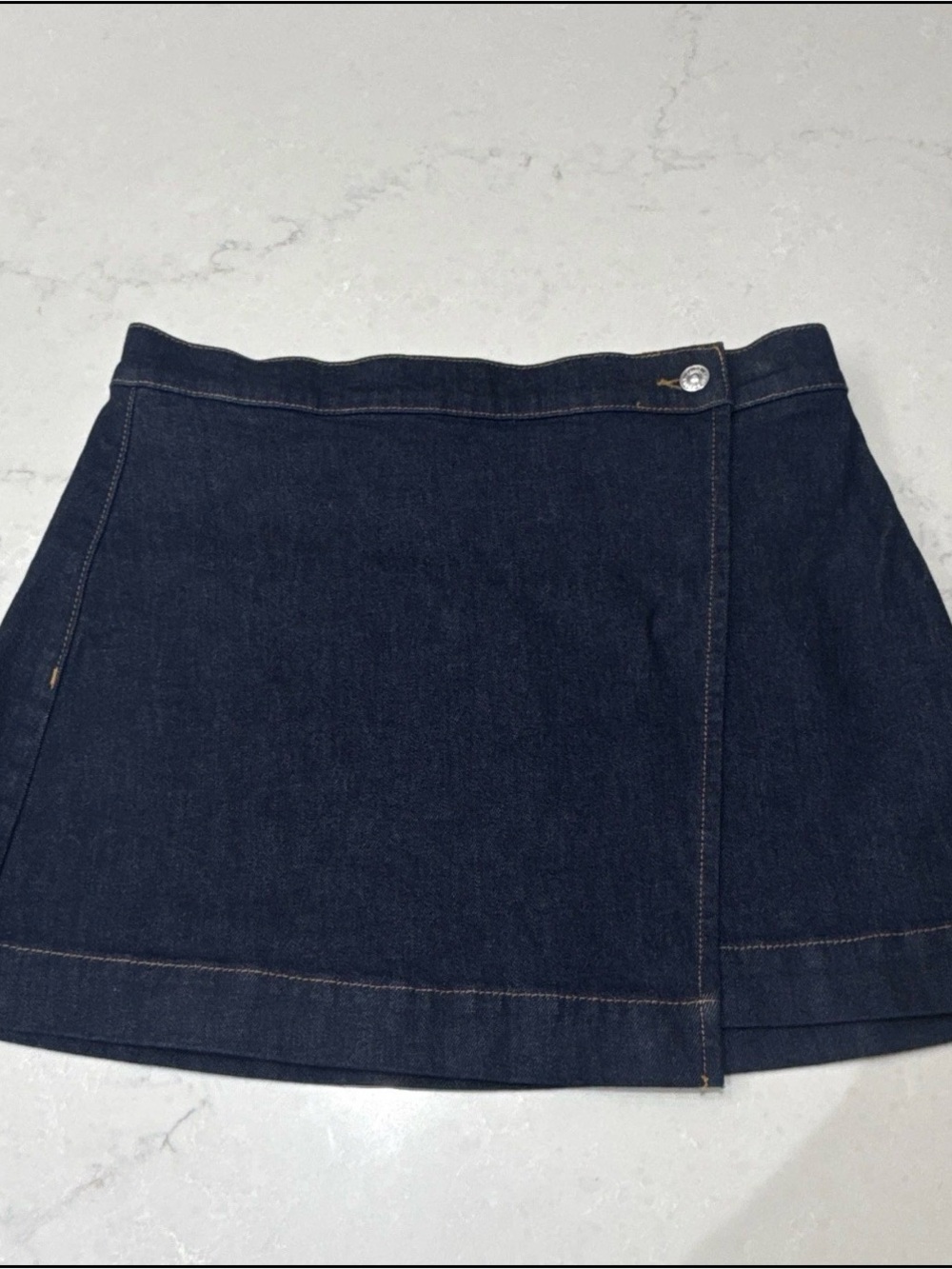 PAIGE Dark Indigo Denim Wrap Mini Skirt